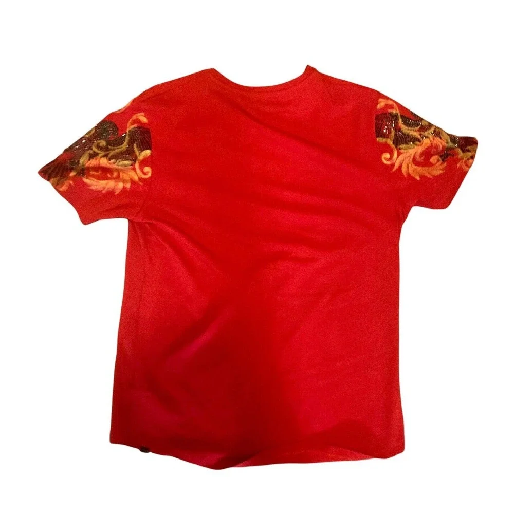 MEN'S GEORGE V AVENUE PARIS RHINESTONE EMBLEM EAGLE T SHIRT CREWNECK SIZE SMALL - Picture 2 of 4